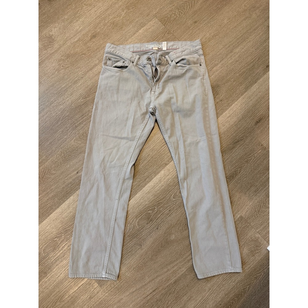 Banana Republic Mens Vintage Straight Pants 33x30 Gray Cotton Stretch Jeans